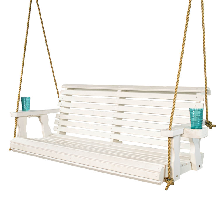 Amish Casual Heavy Duty Porch Swing With Cup Holders and Rope Wayfair
